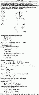 Через блок в виде кольца массой m = 1 кг и радиусом R = 0,5 м перекинута нить, к