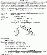 На верхнем конце наклонной плоскости укреплен легкий блок, через который